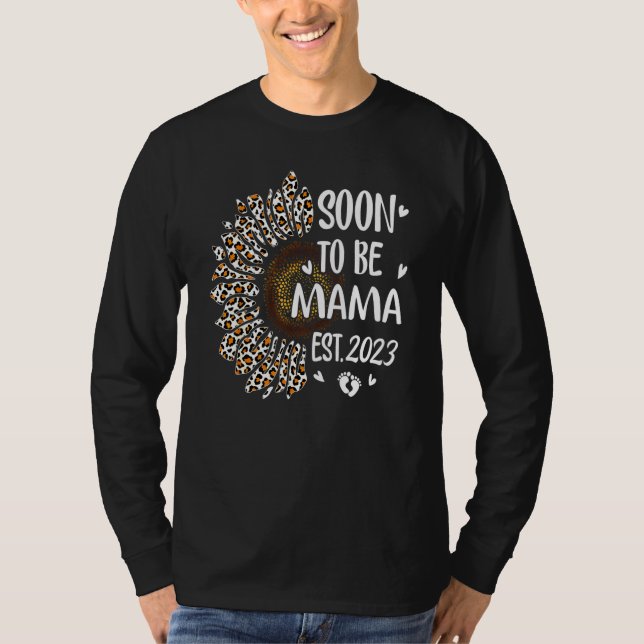 T-shirt Womens Soon To Be Mama 2023 Flower Leopard Pregnan (Devant)