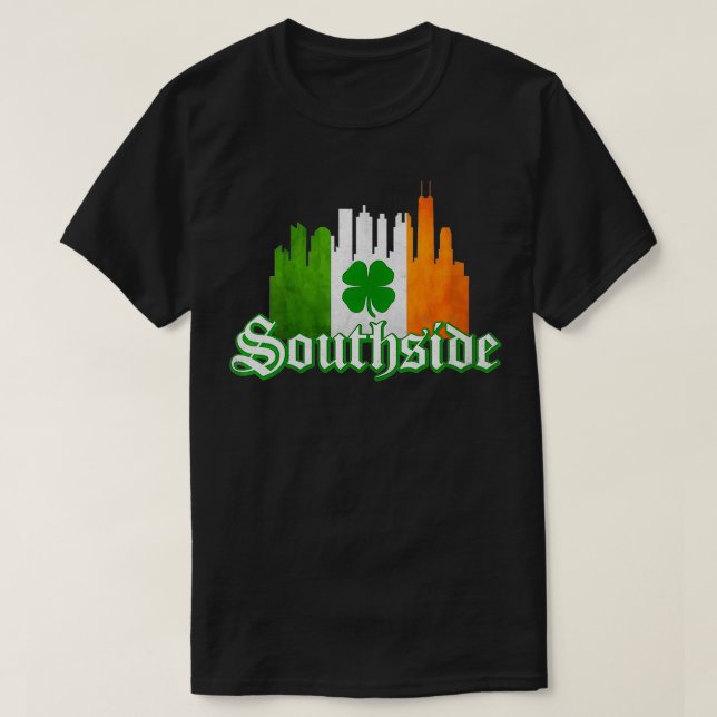 T-shirt Womens Southside Irish Pride Chicago Sky line Wind (Design devant)