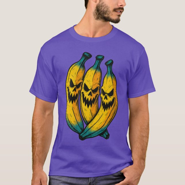 T-shirt Womens Spooky Bananas Tropical Fruit Summer Hallow (Devant)