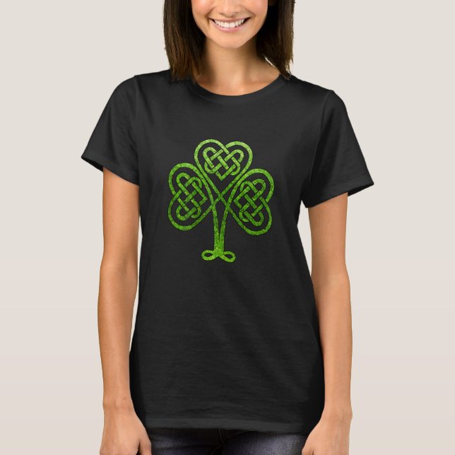 T-shirt Womens St Patricks Day Irish Celtic Knot Shamrock  (Devant)