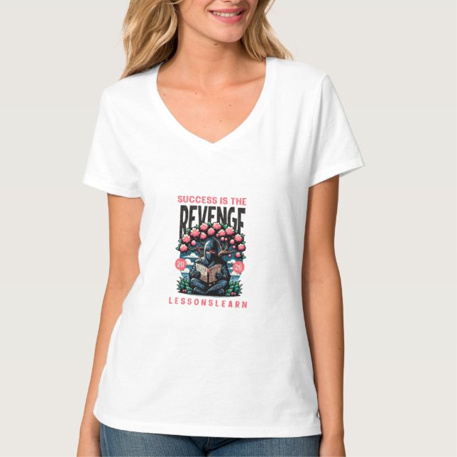 T-SHIRT WOMEN'S SUCCESS REVENGE LESSONS LEARN V NECK TEE (Devant)
