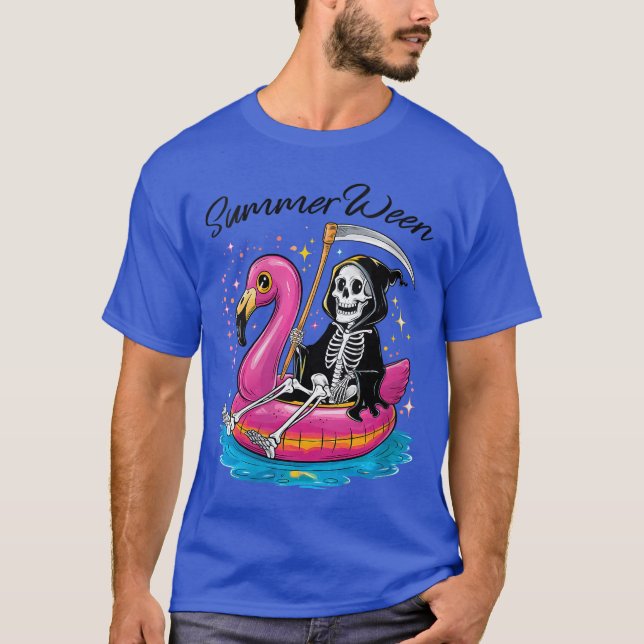 T-shirt Womens Summerween Vibes Skeleton Summer Vacation f (Devant)