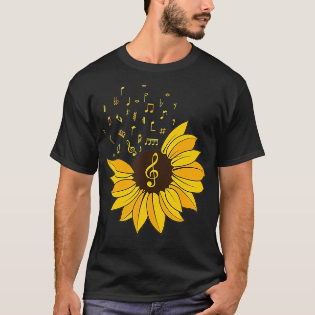 T-shirt Womens Sunflower Music Lover Notes de l'élève Ense (Devant)
