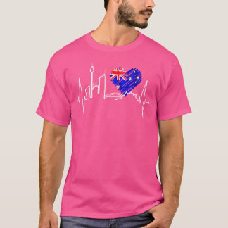 T-shirt Womens Sydney Skyline Heartbeat Australia Flag Lov