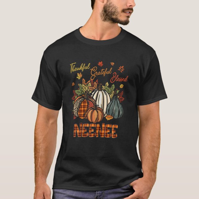 T-shirt Womens Thankful Grateful Blessed Nene Pumpkins Fal (Devant)