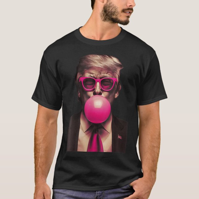 T-shirt Womens Trump Bubble Gum Funny V-neck  (Devant)