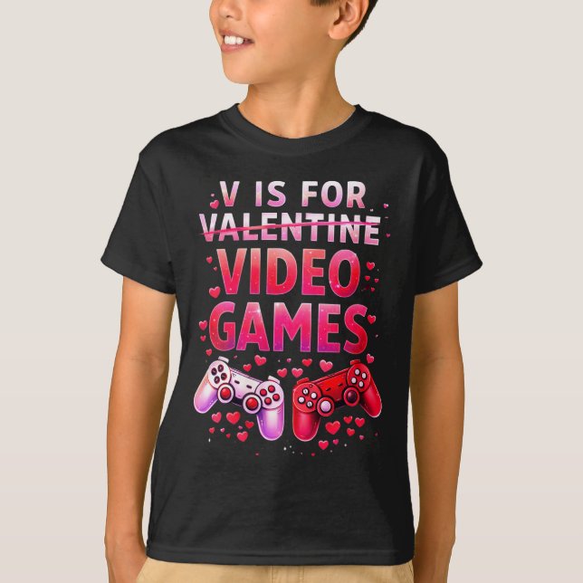 T-shirt Women's V Is For Video Games Funny Valentines Game (Devant)