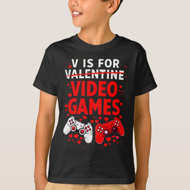 T-shirt Women's V Is For Video Games Funny Valentines Game (Devant)