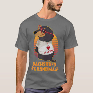 T-shirt Womens Vintage Retro Dachshund Grandma Wiener Dog 