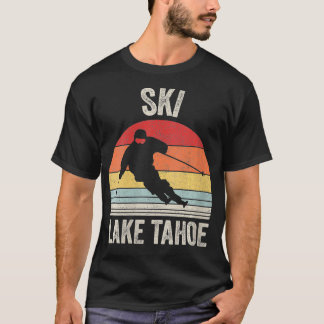 T-shirt Womens Vintage Retro Ski Lake Tahoe Snow Ski VNeck