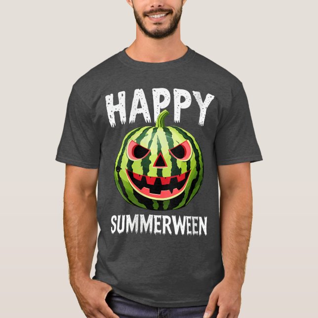 T-shirt Womens Watermelon Jackolantern Summer Halloween Ha (Devant)