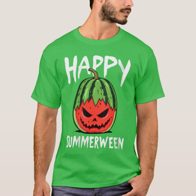 T-shirt Womens Watermelon Jackolantern Summer Halloween Ha (Devant)