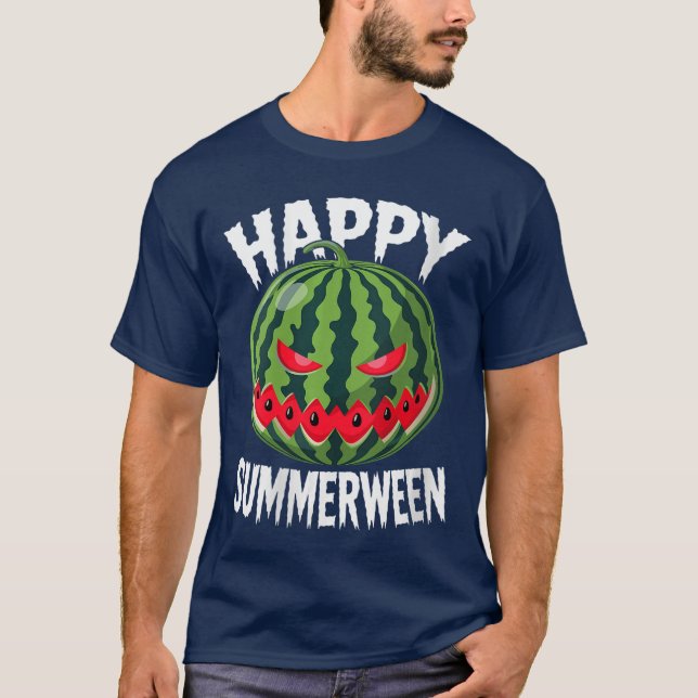 T-shirt Womens Watermelon Jackolantern Summer Halloween Ha (Devant)