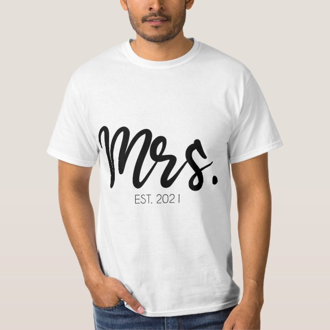 T-shirt Womens Wedding Matching Gifts Mrs. Est. 2021 Brida (Devant)