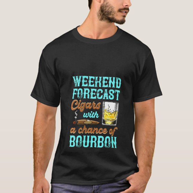 T-shirt Womens Weekend Prévision Bourbon Cigar Hommes Papa (Devant)