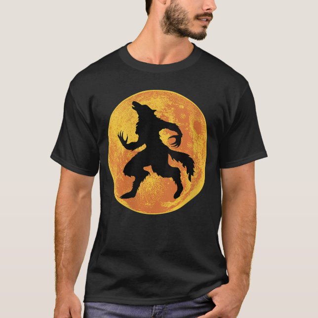 T-shirt Womens Werewolf Halloween Full Moon Scary Wolf Hor (Devant)