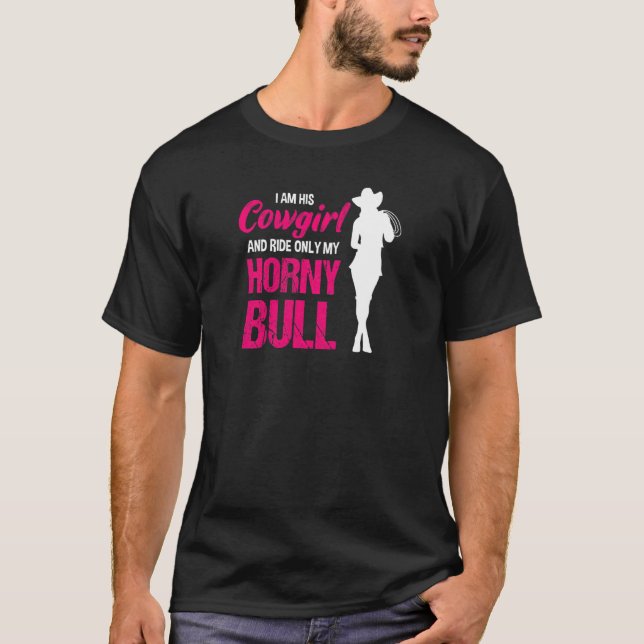 T-shirt Womens Wild West Rodeo Bull Riding Cowgirl (Devant)