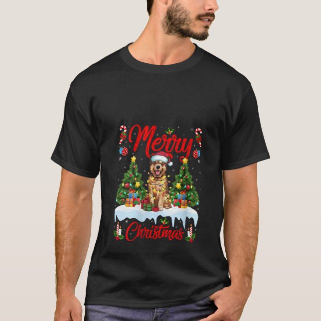 T-shirt Womens Xmas Tree Lighting Santa Bouvier des Flandr (Devant)