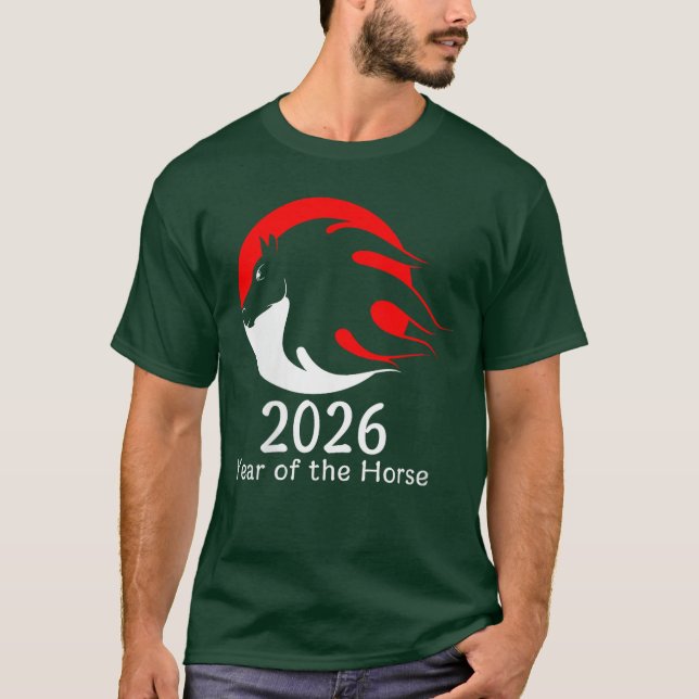 T-shirt Womens Year ofhe Horse 2026 Fire Horse Chinese Zod (Devant)