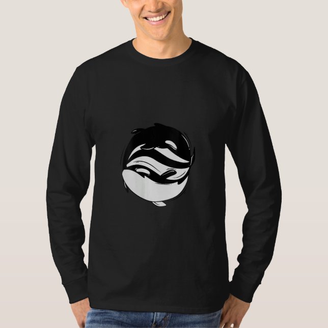 T-shirt Womens Yin Yang Killer Whale Orca V Neck (Devant)