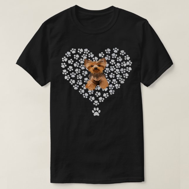 T-shirt Womens Yorkshire Terrier Lover Dog Paw Design Ente (Design devant)