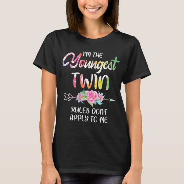 T-shirt Womens Youngest Twin Shirt Sibling Birthday (Devant)