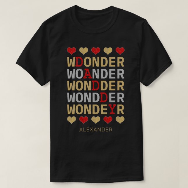 T-shirt Wonder Daddy Red Gold Silver Parties scintillant N (Design devant)