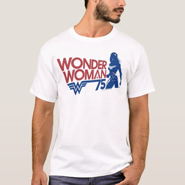 T-shirt Wonder Woman 75th Anniversary Red & Blue Logo (Devant)