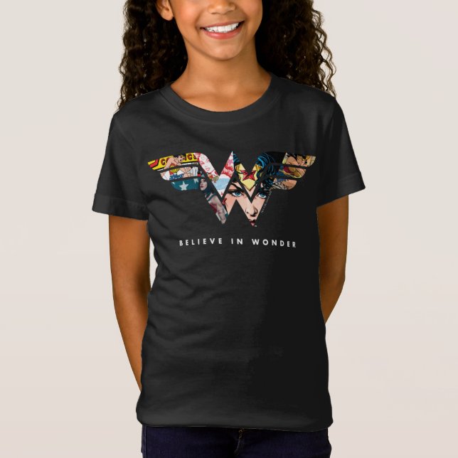 T-Shirt Wonder Woman "Believe In Wonder" Logo Collage (Devant)