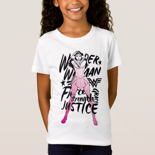T-Shirt Wonder Woman Brush Typography Art (Devant)