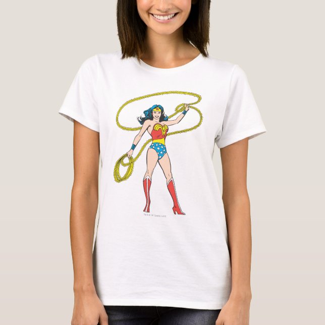 T-shirt Wonder Woman debout avec Lasso (Devant)