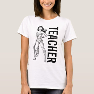 T-shirt Wonder Woman Enseignant Pose Noir & Blanc