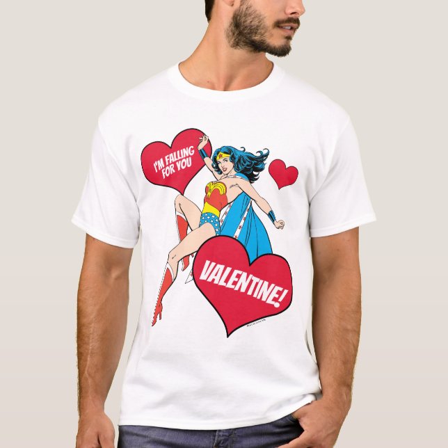 T-shirt Wonder Woman | Je vais tomber pour vous Valentine (Devant)