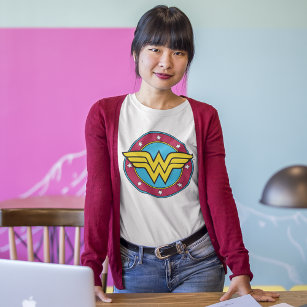 T-shirt Wonder Woman   Logo Cercle & Etoiles