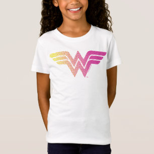 T-Shirt Wonder Woman Logo de couleur demi-teinte rose jaun