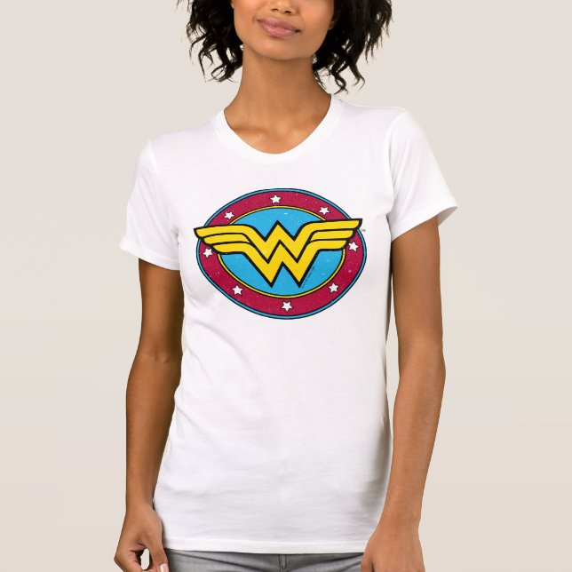 T-shirt Wonder Woman | Logo Vintage Cercle & Etoiles (Devant)