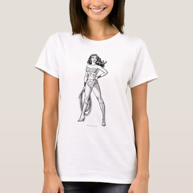 T-shirt Wonder Woman Pose noir & blanc (Devant)