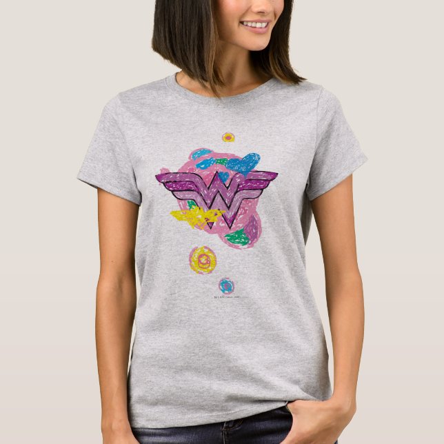T-shirt Wonder Woman Scribbles colorés (Devant)