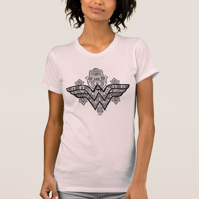 T-shirt Wonder Woman Spirituel Paisley Hamsa Logo (Devant)
