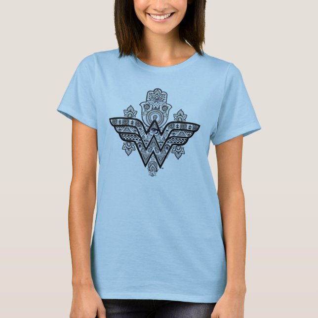 T-shirt Wonder Woman Spirituel Paisley Hamsa Logo (Devant)