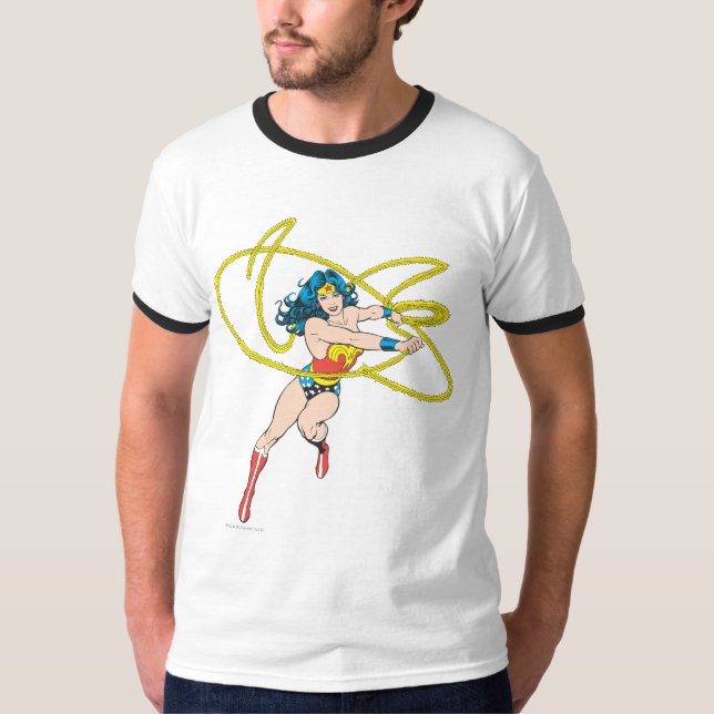T-shirt Wonder Woman tient Lasso 1 (Devant)