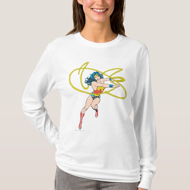 T-shirt Wonder Woman tient Lasso 1 (Devant)