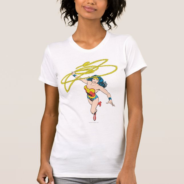 T-shirt Wonder Woman tient Lasso 2 (Devant)