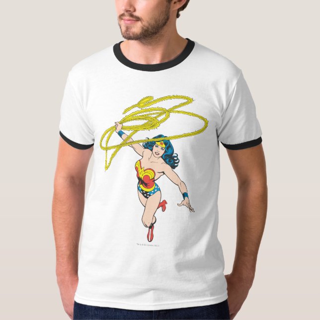 T-shirt Wonder Woman tient Lasso 2 (Devant)