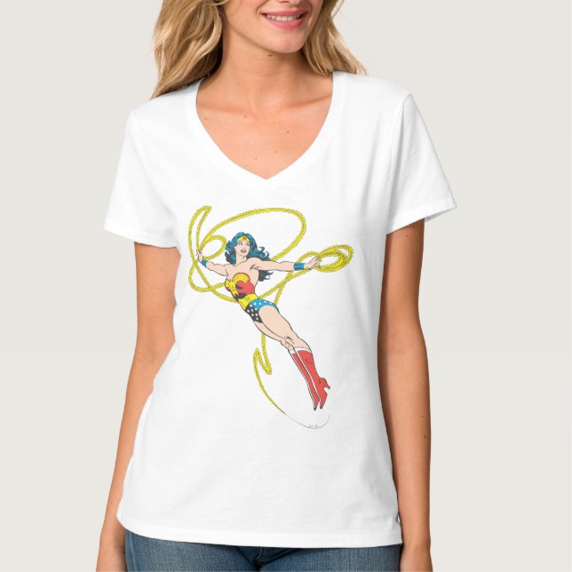 T-shirt Wonder Woman tient Lasso 4 (Devant)