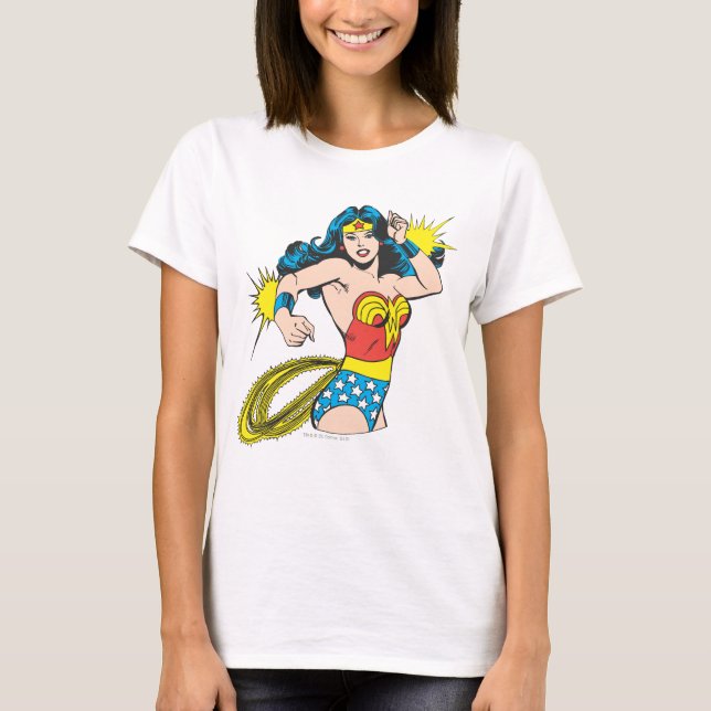 T-shirt Wonder Woman Twist avec des menottes brillantes (Devant)