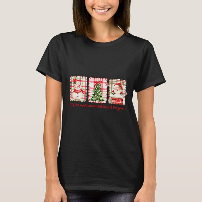T-shirt Wonderful Time Of Year Merry Xmas Santa Snowman Xm (Devant)
