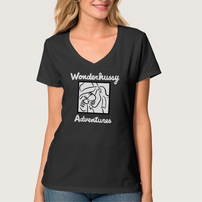 T-shirt Wonderhussy Adventures White Portrait V-Neck (Devant)