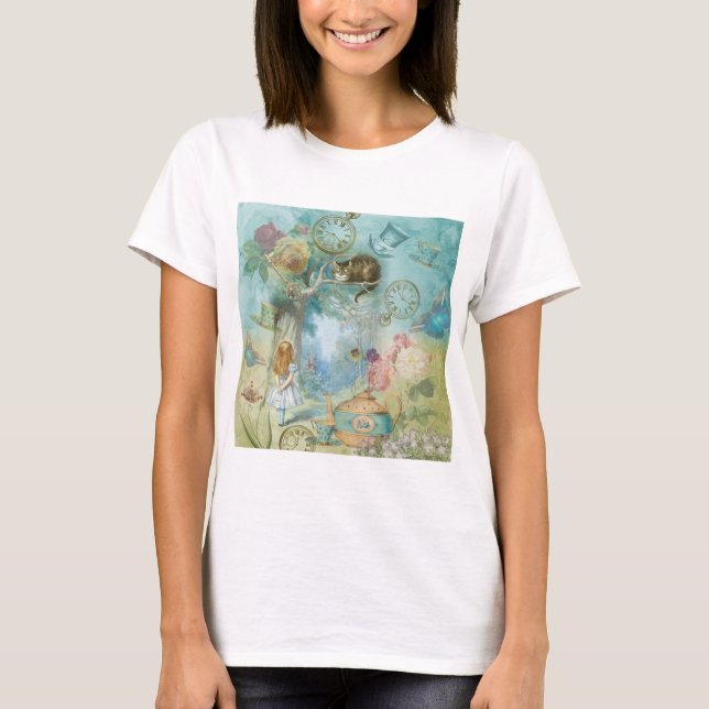 T-shirt Wonderland - Alice In Wonderland Collage (Devant)