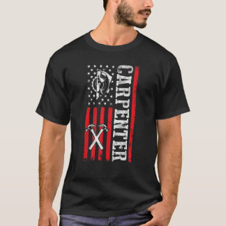 T-shirt Wood Worker Lumberjack Us Drapeau American Carente